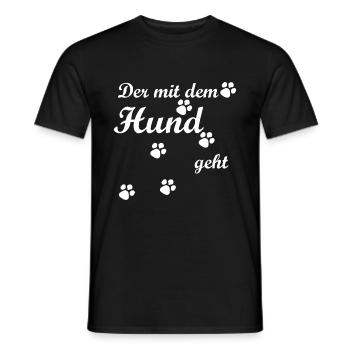 Der mit dem Hund geht Geschenk Hunde Pfoten - Männer T-Shirt - Schwarz - Vorne - AI Model Male 178 light (178cm)