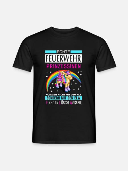 Feuerwehr Frau Einhorn Spruch Geschenk - Männer T-Shirt - Schwarz