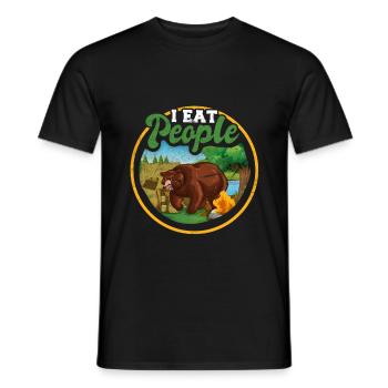 Bear I eat people Camping Camper - Men's T-Shirt - black - Front - AI Model Male 178 light (178cm)