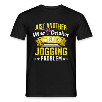 Weintrinker mit Jogging -Problem Weinliebhaber lus - Männer T-Shirt - Schwarz - Vorne - AI Model Male 178 light (178cm)
