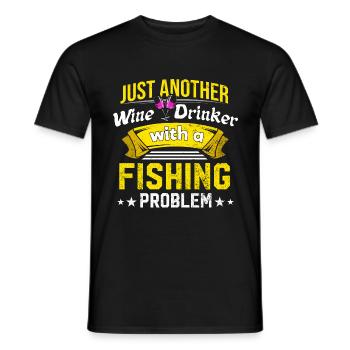 Weintrinker mit Fischereiproblem Weinliebhaber lus - Männer T-Shirt - Schwarz - Vorne - AI Model Male 178 light (178cm)