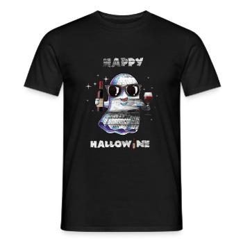 Happy Hallowine avec bouteille de vin - T-shirt homme - noir - Devant - AI Model Male 178 light (178cm)