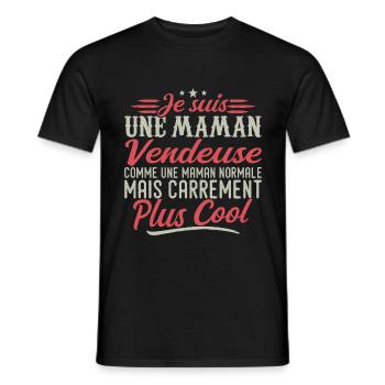 Je suis une maman Vendeuse, carrément cool - T-shirt homme - noir - Devant - AI Model Male 178 light (178cm)