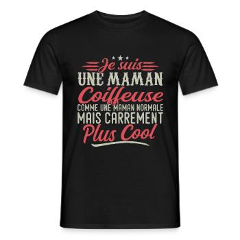Je suis une maman Coiffeuse, carrément cool - T-shirt homme - noir - Devant - AI Model Male 178 light (178cm)