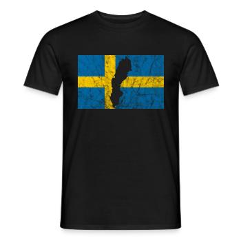 Sweden Swedish Flag Silhouette Travel - Men's T-Shirt - black - Front - AI Model Male 178 light (178cm)