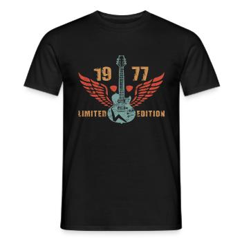 Guitar Guitar Player Guitarist 1977 - Men's T-Shirt - black - Front - AI Model Male 178 light (178cm)