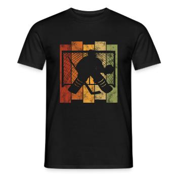 Ice Hockey Ice Hockey Retro Skates Puck Ice - Men's T-Shirt - black - Front - AI Model Male 178 light (178cm)