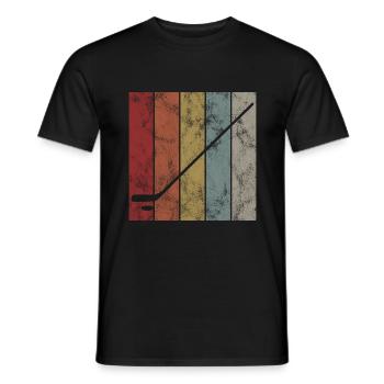 Ice Hockey Ice Hockey Retro Skates Puck Ice - Men's T-Shirt - black - Front - AI Model Male 178 light (178cm)