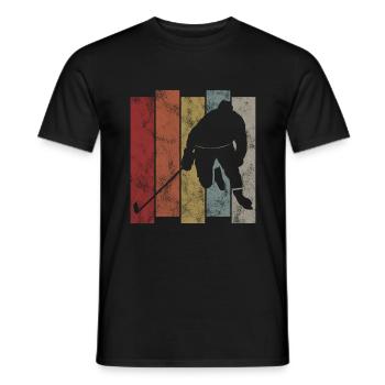 Ice Hockey Ice Hockey Retro Skates Puck Ice - Men's T-Shirt - black - Front - AI Model Male 178 light (178cm)