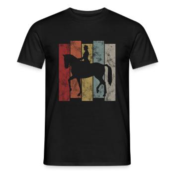 Dressage Cavalier de dressage Cheval d’équitation - T-shirt homme - noir - Devant - AI Model Male 178 light (178cm)