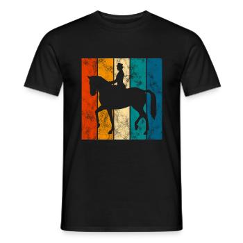 Dressage Cavalier de dressage Cheval d’équitation - T-shirt homme - noir - Devant - AI Model Male 178 light (178cm)