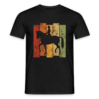 Dressage Cavalier de dressage Cheval d’équitation - T-shirt homme - noir - Devant - AI Model Male 178 light (178cm)