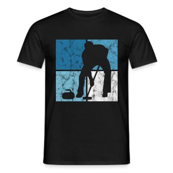 Curling sur glace Curling Retro Cadeau - T-shirt homme - noir - Devant - AI Model Male 178 light (178cm)