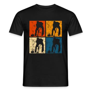 Ice Curling Curler Curling Retro Gift - Men's T-Shirt - black - Front - AI Model Male 178 light (178cm)