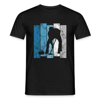 Ice Curling Curler Ice Stock Shooting Retro Gift - T-shirt homme - noir - Devant - AI Model Male 178 light (178cm)