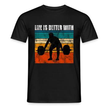 life is better with bodybuilding GYM Bodybuilder - Men's T-Shirt - black - Front - AI Model Male 178 light (178cm)