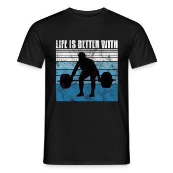 life is better with bodybuilding GYM Bodybuilder - Men's T-Shirt - black - Front - AI Model Male 178 light (178cm)