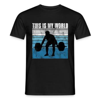 Bodybuilding this is my world Bodybuilder retro - Männer T-Shirt - Schwarz - Vorne - AI Model Male 178 light (178cm)