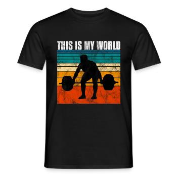 Bodybuilding this is my world Bodybuilder retro - Men's T-Shirt - black - Front - AI Model Male 178 light (178cm)