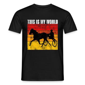 This is my World Trabrennen Trabreiten Retro - Männer T-Shirt - Schwarz - Vorne - AI Model Male 178 light (178cm)