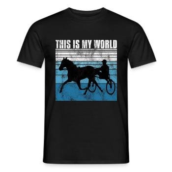 This is my World Trabrennen Trabreiten Retro - Männer T-Shirt - Schwarz - Vorne - AI Model Male 178 light (178cm)