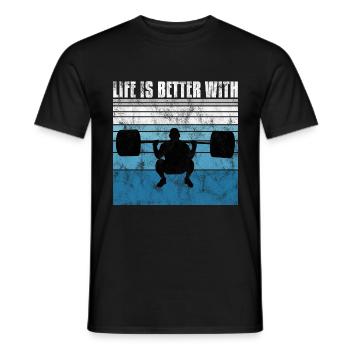 Life is better with Bodybuilding Fitness GYM retro - Men's T-Shirt - black - Front - AI Model Male 178 light (178cm)