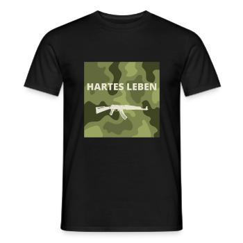Camouflage Hartes Leben Maschinengewähr - Männer T-Shirt - Schwarz - Vorne - AI Model Male 178 light (178cm)