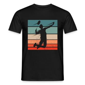 Badminton Player Jump Smash - Men's T-Shirt - black - Front - AI Model Male 178 light (178cm)