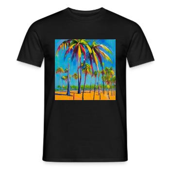 summer vacation palms oil painting - Männer T-Shirt - Schwarz - Vorne - AI Model Male 178 light (178cm)