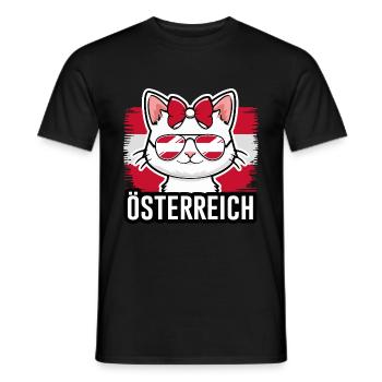 Österreich Katze Fußball Katzenliebhaber - Männer T-Shirt - Schwarz - Vorne - AI Model Male 178 light (178cm)