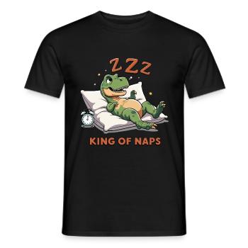 King of Naps T-Rex Cartoon - Men's T-Shirt - black - Front - AI Model Male 178 light (178cm)