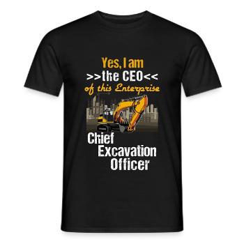 Excavator driver motif - Chief Excavation Officer - Men's T-Shirt - black - Front - AI Model Male 178 light (178cm)
