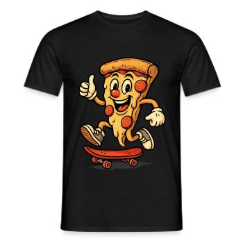 Skateboard fahrende Pizza - Männer T-Shirt - Schwarz - Vorne - AI Model Male 178 light (178cm)