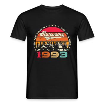 Born 1993 January 30th birthday Gift man - Men's T-Shirt - black - Front - AI Model Male 178 light (178cm)