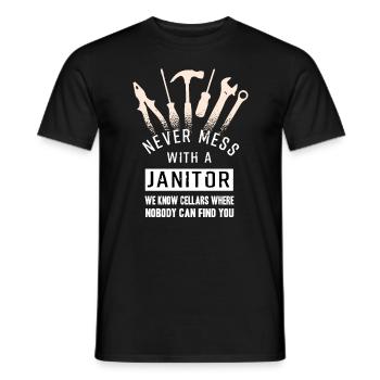 Funny Caretaker School Janitor Caretaker - Men's T-Shirt - black - Front - AI Model Male 178 light (178cm)