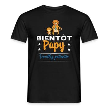 Homme Bientôt Papy Cadeau Futur Papy Grand-Père - T-shirt homme - noir - Devant - AI Model Male 178 light (178cm)