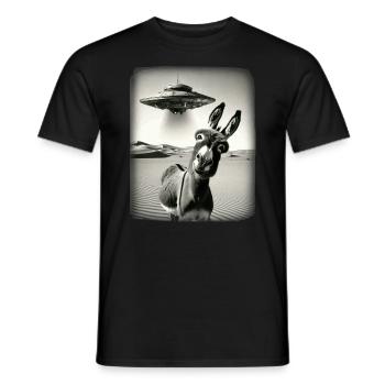 Âne avec Ufo Vintage - T-shirt homme - noir - Devant - AI Model Male 178 light (178cm)