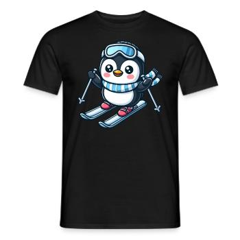 Pinguin Skifahrer Wintersport Abenteuer - Männer T-Shirt - Schwarz - Vorne - AI Model Male 178 light (178cm)