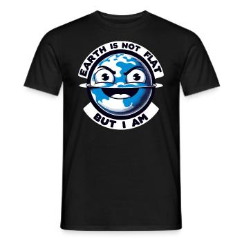 Flat Earth Humor: Satire & Ironic Jokes - Men's T-Shirt - black - Front - AI Model Male 178 light (178cm)