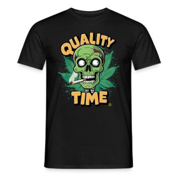 Skull Kiffer - Quality Time, Totenkopf - Männer T-Shirt - Schwarz - Vorne - AI Model Male 178 light (178cm)