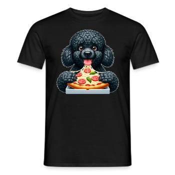 Schwarzer Pudel liebt Pizza lustiger Hund - Männer T-Shirt - Schwarz - Vorne - AI Model Male 178 light (178cm)