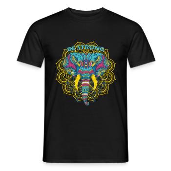 Buntes Mandala Elefant - Männer T-Shirt - Schwarz - Vorne - AI Model Male 178 light (178cm)