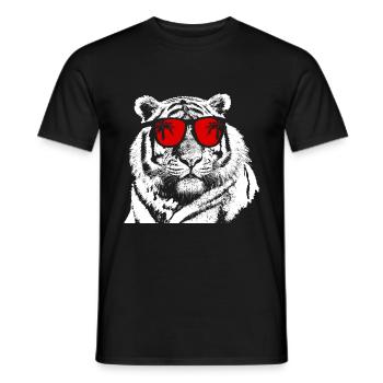 Tiger Sonnenbrille Musik Uralub Tigerliebe Tier Fa - Männer T-Shirt - Schwarz - Vorne - AI Model Male 178 light (178cm)