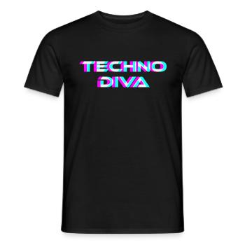 Techno Diva Rave Festival Electro Music Raver - T-shirt homme - noir - Devant - AI Model Male 178 light (178cm)
