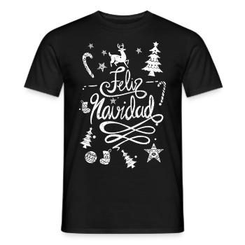 Feliz Navidad Hirsch Reh Baum Dekoration Rentier - Männer T-Shirt - Schwarz - Vorne - AI Model Male 178 light (178cm)