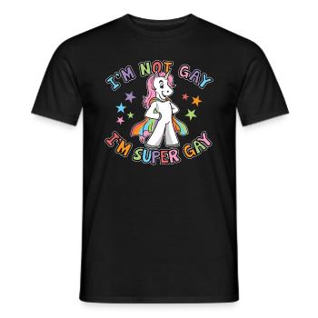 I'm Not Gay I'm Super Gay LGBTQ Einhorn Gay Pride - Männer T-Shirt - Schwarz - Vorne - AI Model Male 178 light (178cm)