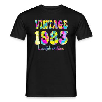 Vintage 1983 Limited Edition Batik, Geburtstag gif - Männer T-Shirt - Schwarz - Vorne - AI Model Male 178 light (178cm)