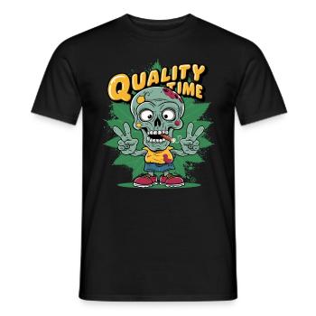 Skull Kiffer - Quality Time, Totenkopf - Männer T-Shirt - Schwarz - Vorne - AI Model Male 178 light (178cm)