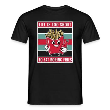 La vie est trop courte pour manger des frites ennuyeuses - T-shirt homme - noir - Devant - AI Model Male 178 light (178cm)