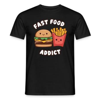 Fast Food Addict Fries and Burgers Gift - Men's T-Shirt - black - Front - AI Model Male 178 light (178cm)